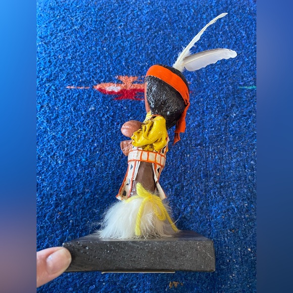 VTG 80’ Handcrafted Artisan Made Native Boy on Wooden Stand. Nancy Creates. OOAK - Picture 5 of 10